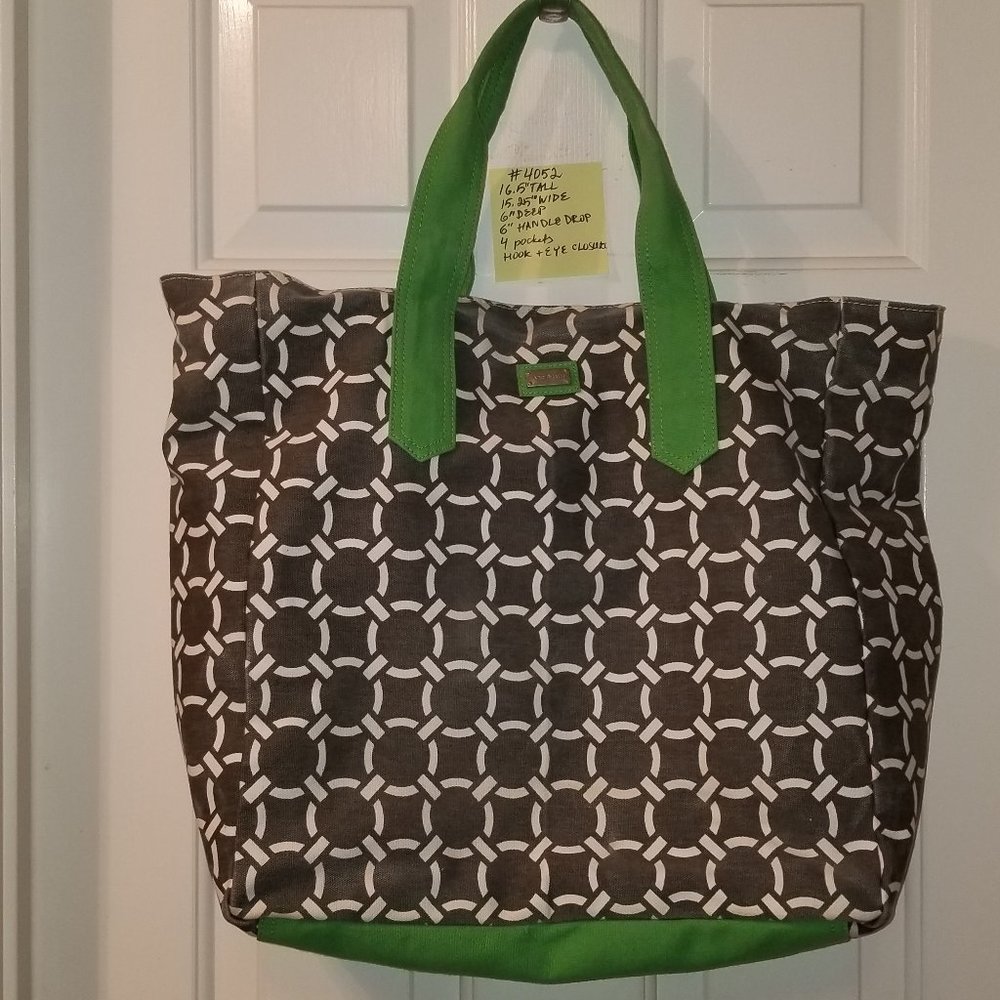 #4052 Preowned Ame & Lulu Canvas Bag Green & White